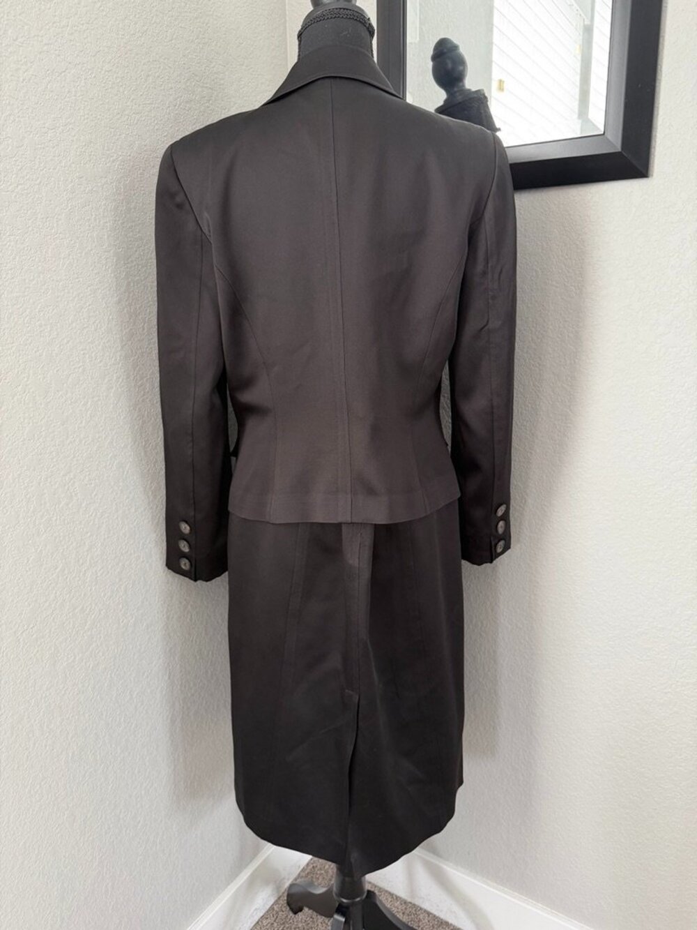 Vintage MICHAEL KORS Wool 2 Piece Skirt Suit Black Sz 12 - Picture 6 of 16